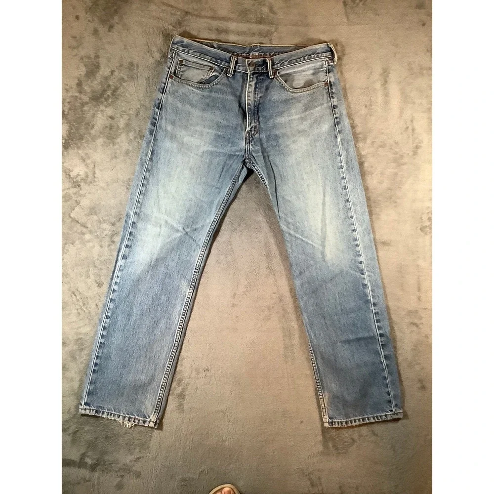 Levi's 505 Regular Fit Straight Leg Jeans Men's 36x32 Light Wash Denim